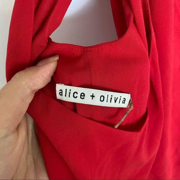 Alice + Olivia Red Mini Silk Dress Racerback - Picture 7 of 7
